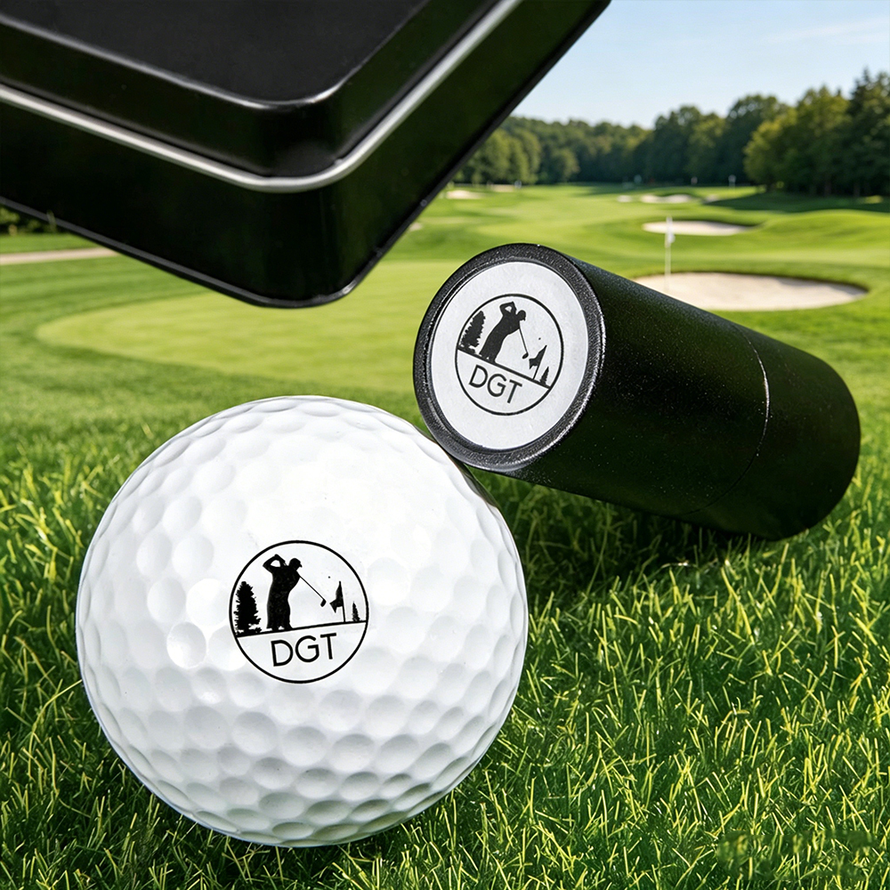 Custom Golf Ball Stamp with Colorful Metal Case – Personalized Logo & Text Imprinter for Golfers