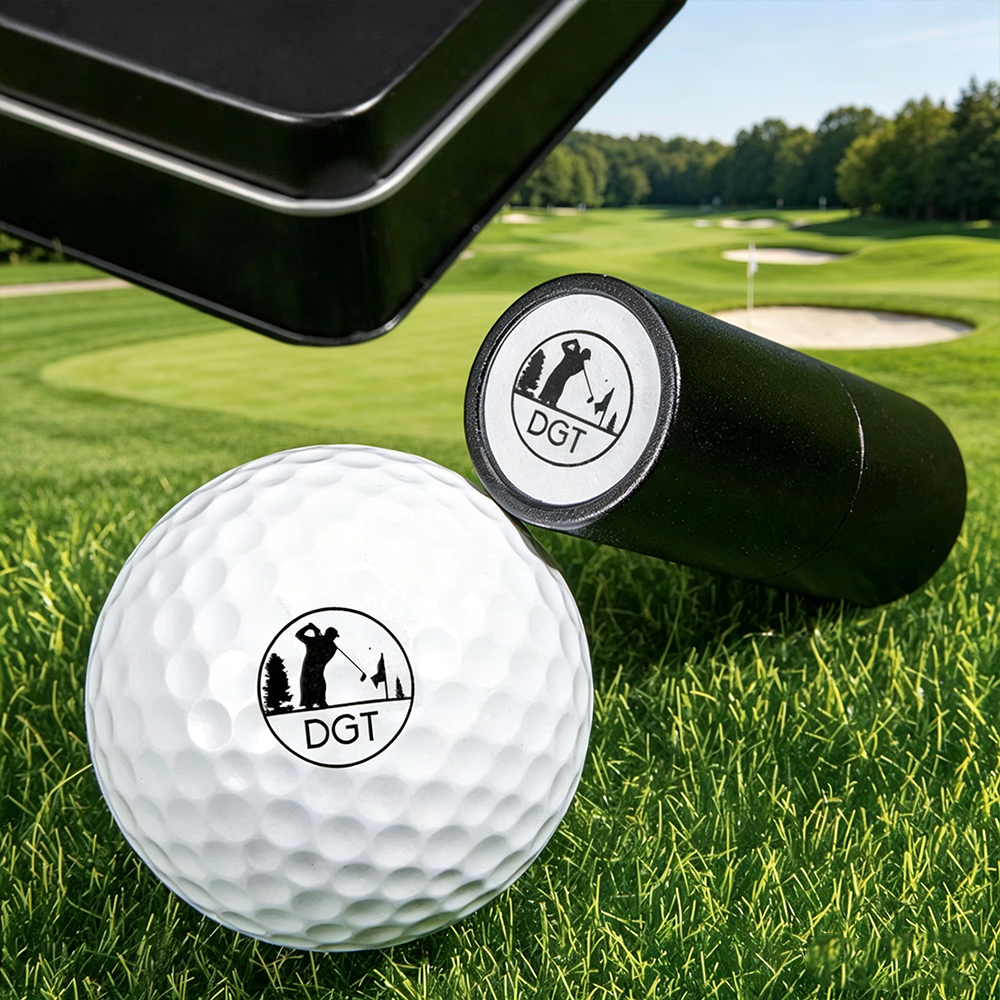 Custom Golf Ball Stamp with Colorful Metal Case – Personalized Logo & Text Imprinter for Golfers