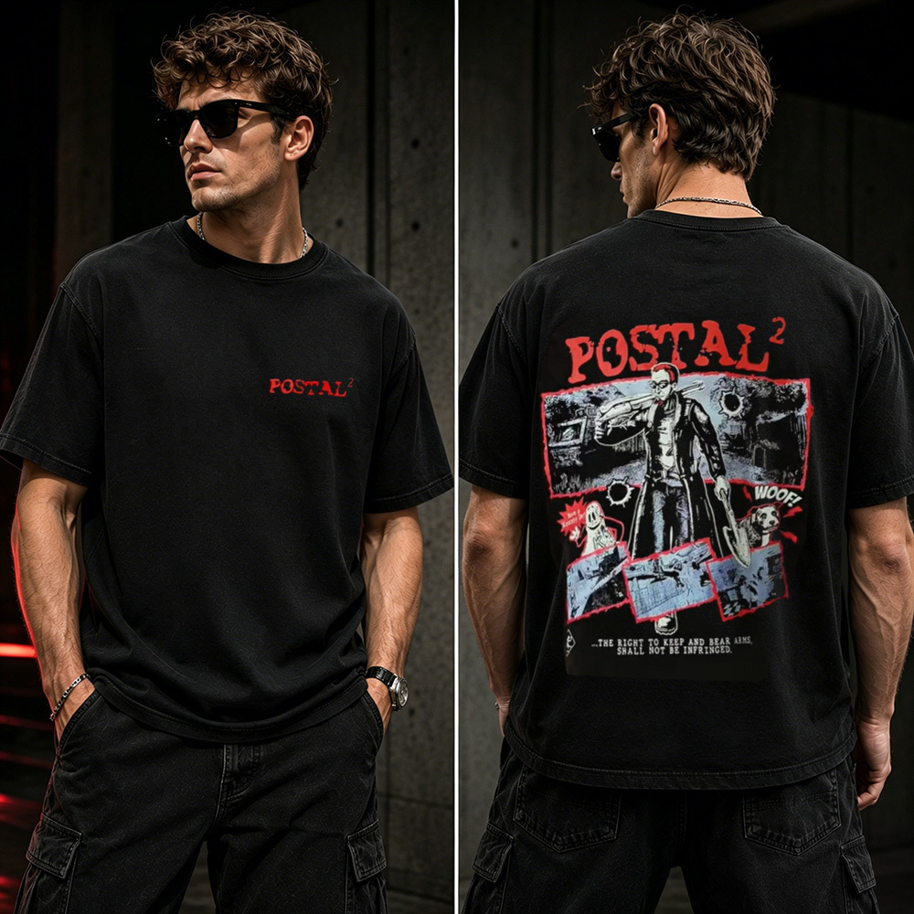 Postal 2 Retro Chaos Graphic T-Shirt – Cult Classic Gaming Oversized Tee