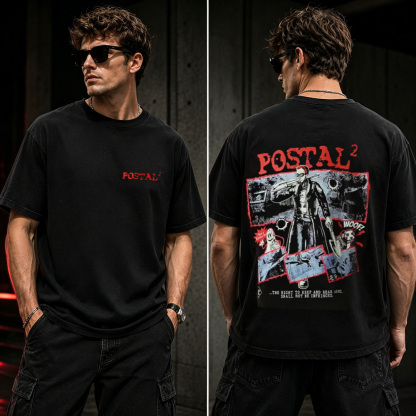 Postal 2 Retro Chaos Graphic T-Shirt – Cult Classic Gaming Oversized Tee