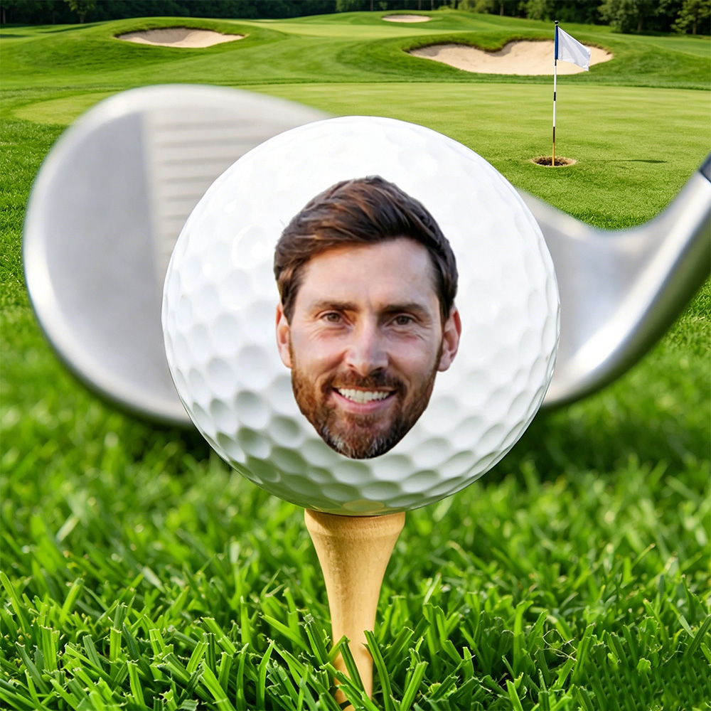 Personalized Photo Golf Ball, Custom Funny Face Golf Ball with Text, Golf Gift for Dad, Men & Golf Lovers