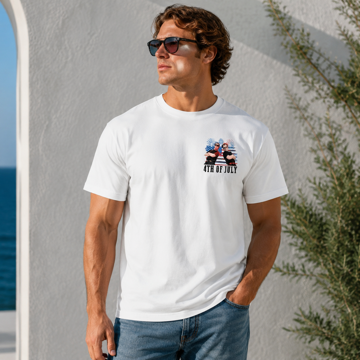 Boats, Hoes, and Freedom Vintage American Flag Firework Tee