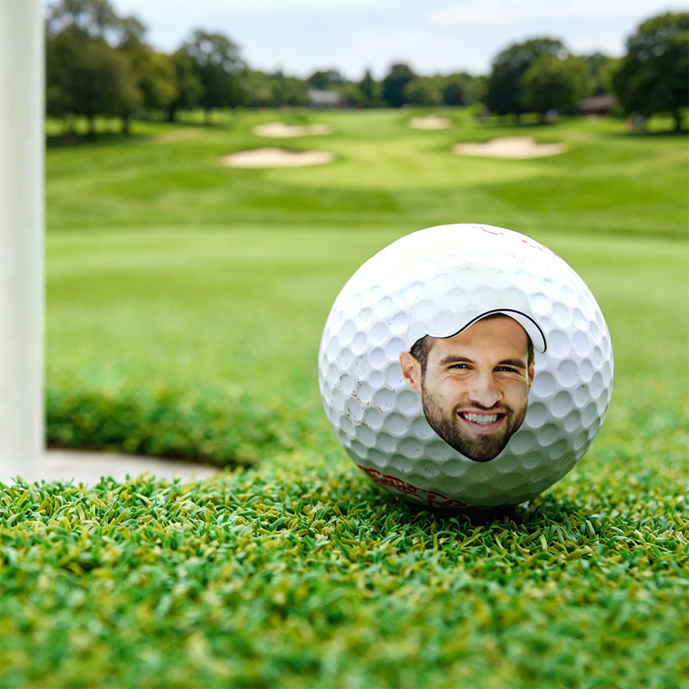 Personalized Photo Golf Ball, Custom Funny Face Golf Ball with Text, Golf Gift for Dad, Men & Golf Lovers