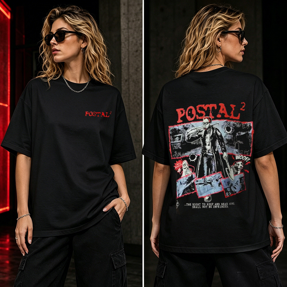 Postal 2 Retro Chaos Graphic T-Shirt – Cult Classic Gaming Oversized Tee