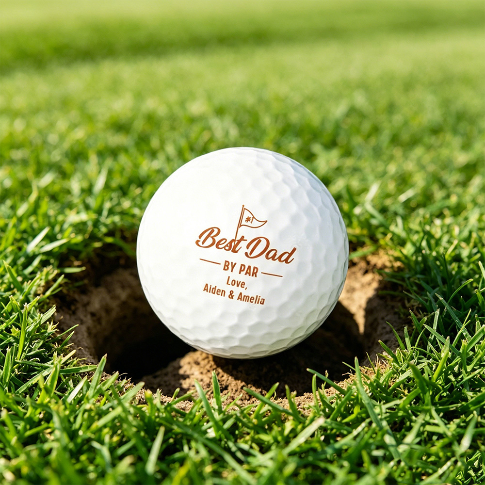 Personalized Best Dad by Par Golf Ball Set of 3, Custom Golf Balls with Kids' Names, Father's Day Gift for Dad