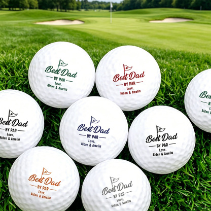 Personalized Best Dad by Par Golf Ball Set of 3, Custom Golf Balls with Kids' Names, Father's Day Gift for Dad