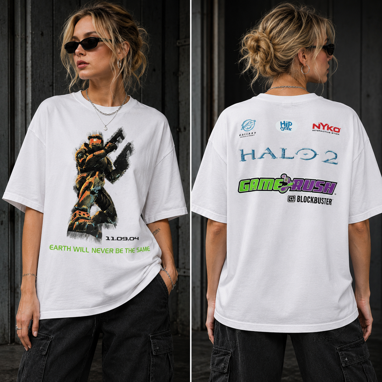 Rare Video Game Tees From Midnight Releases – Retro Halo 2 Graphic T-Shirt