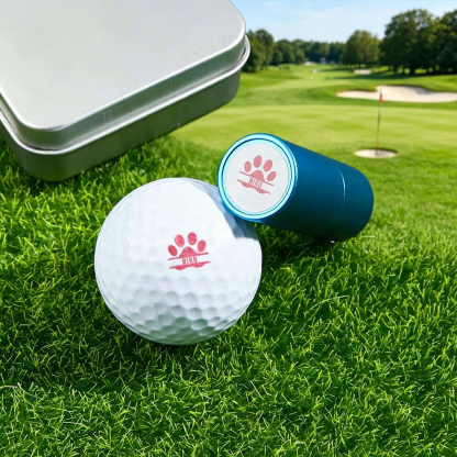 Personalized Monogram Golf Ball Stamp, Custom Golf Elements Self-Inking Stamp with Metal Storage Box, Gift for Golf Lovers