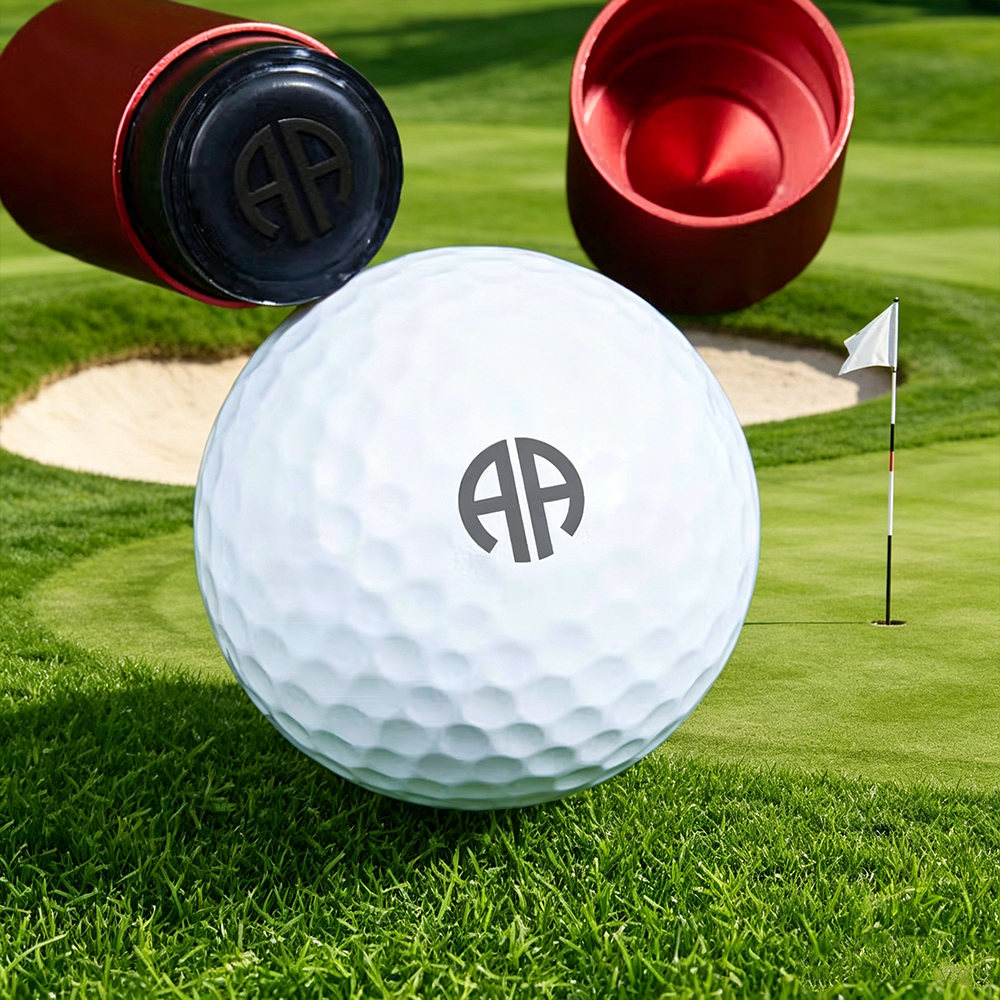 Personalized Monogram Golf Ball Stamp, Custom Golf Elements Self-Inking Stamp with Metal Storage Box, Gift for Golf Lovers