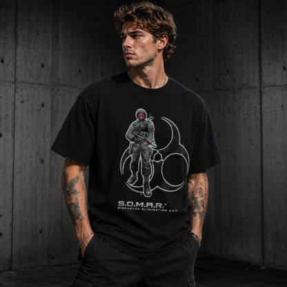 S.O.M.A.R. Biohazard Elimination Unit Graphic T-Shirt – Tactical Gamer Streetwear Tee