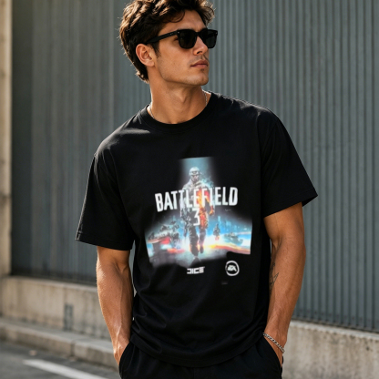Battlefield 3 Vintage Graphic T-Shirt – Military Shooter Gamer Streetwear Tee