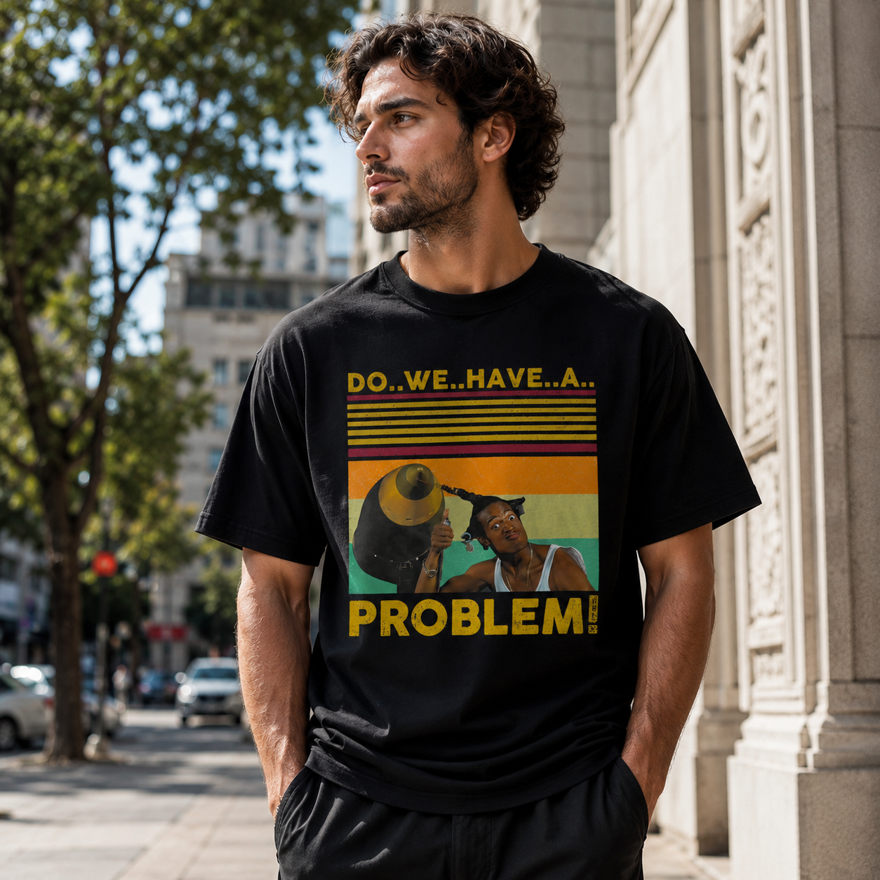 Do We Have a Problem? Vintage Graphic Meme T-Shirt for Men