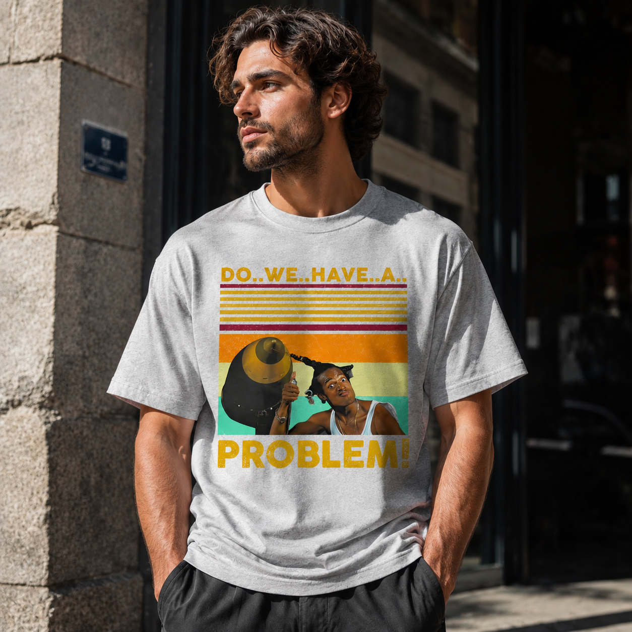 Do We Have a Problem? Vintage Graphic Meme T-Shirt for Men