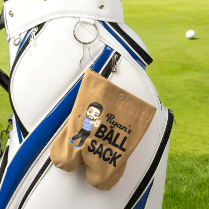Personalized Cartoon Character Golf Ball Bag, Custom Flannel Golf Ball Pouch, Funny Golf Gift for Golfers