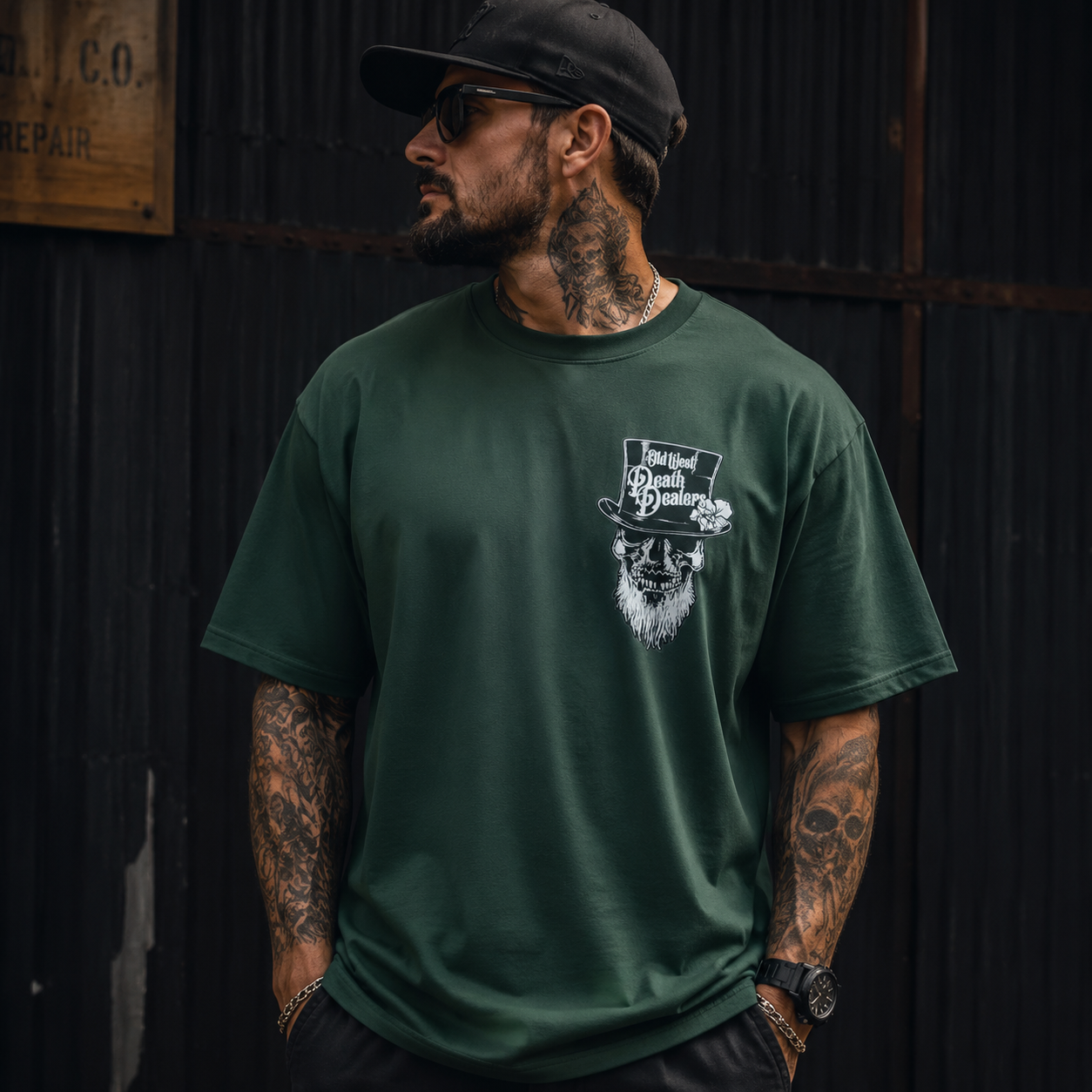 Double-Sided Skull Graphic T-Shirt – Cowboy Western “Tell ’Em Hell’s Coming” Print Tee