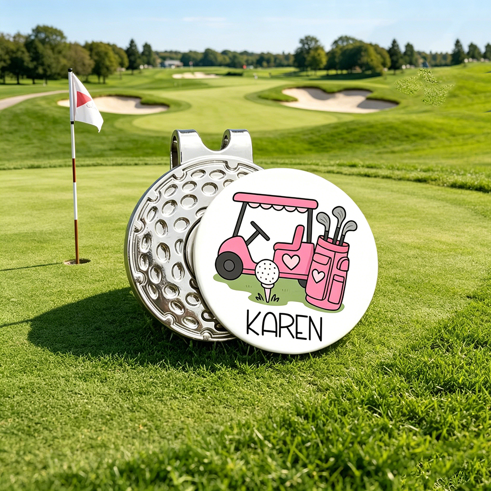 Personalized Golf Cart Golf Ball Marker with Magnetic Hat Clip, Custom Name Golf Marker, Gift for Golf Lovers