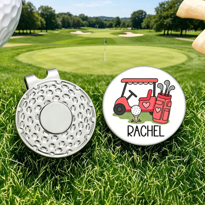 Personalized Golf Cart Golf Ball Marker with Magnetic Hat Clip, Custom Name Golf Marker, Gift for Golf Lovers