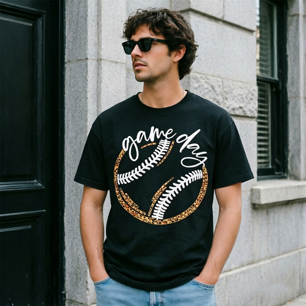 "Game Day" Leopard Print Baseball Graphic Tee - Sporty, Trendy, and Ready for the Spotlight