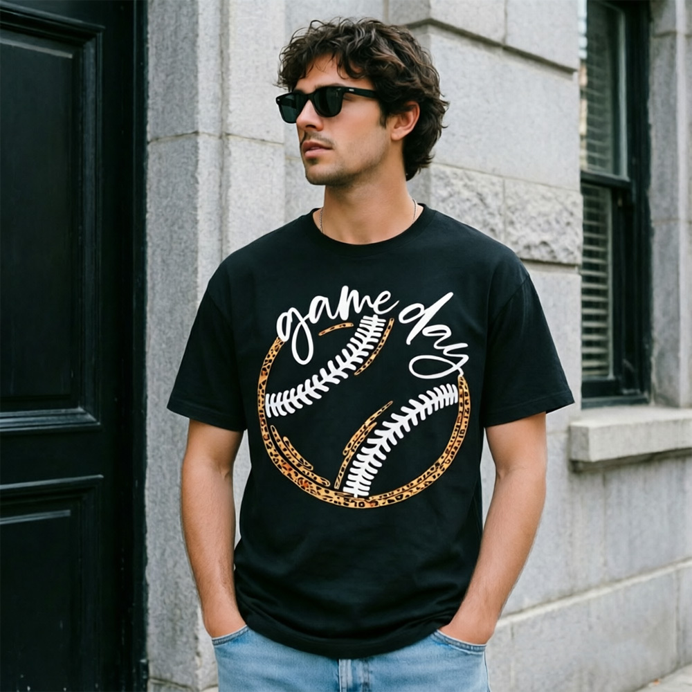 "Game Day" Leopard Print Baseball Graphic Tee - Sporty, Trendy, and Ready for the Spotlight