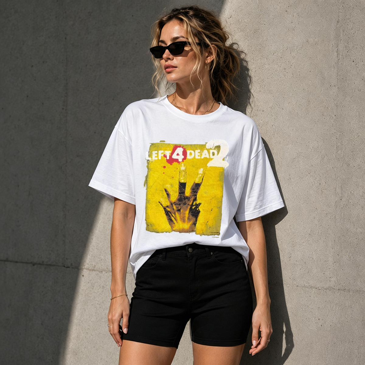 Left 4 Dead 2 Zombie Survival Graphic T-Shirt – Retro Horror Gamer Tee