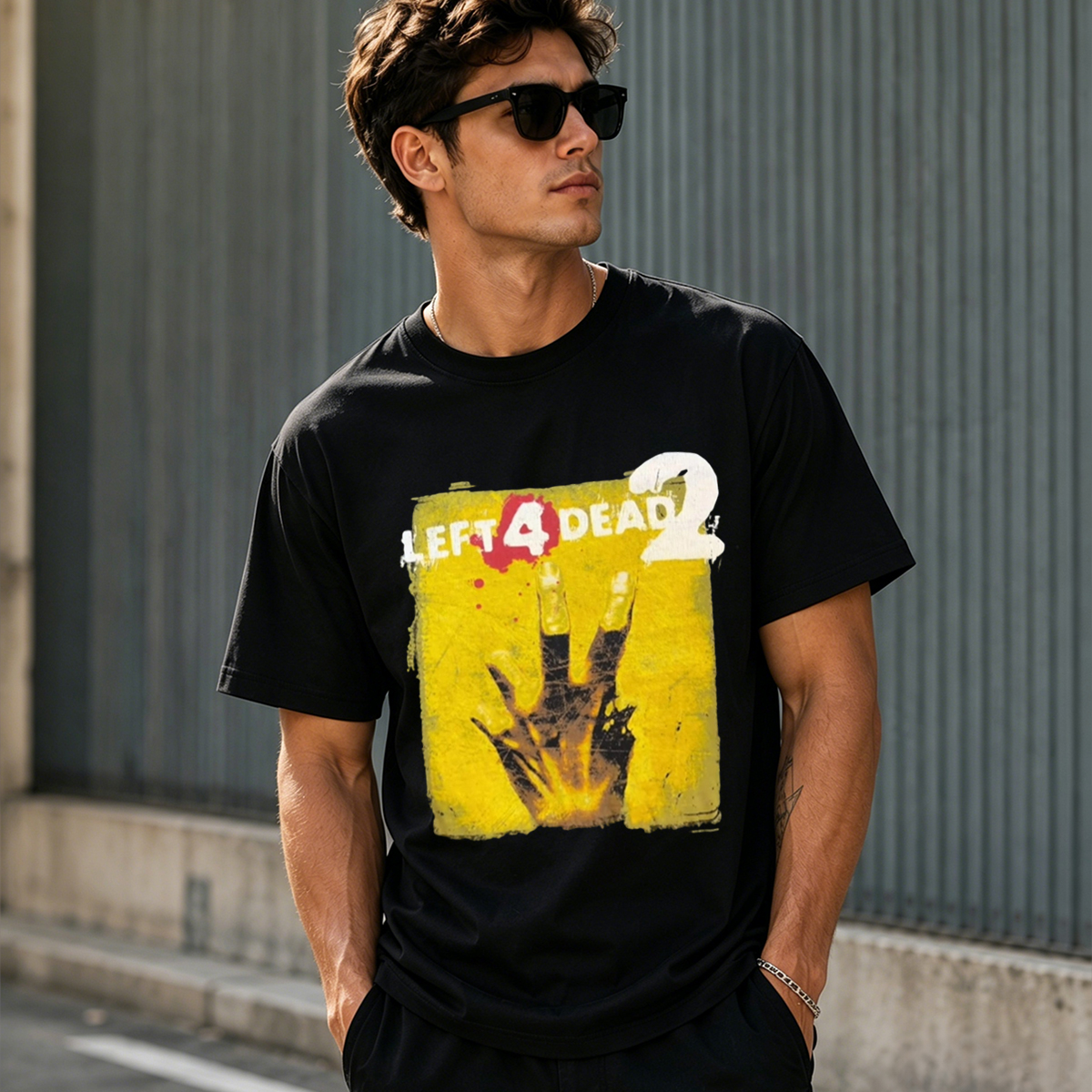 Left 4 Dead 2 Zombie Survival Graphic T-Shirt – Retro Horror Gamer Tee