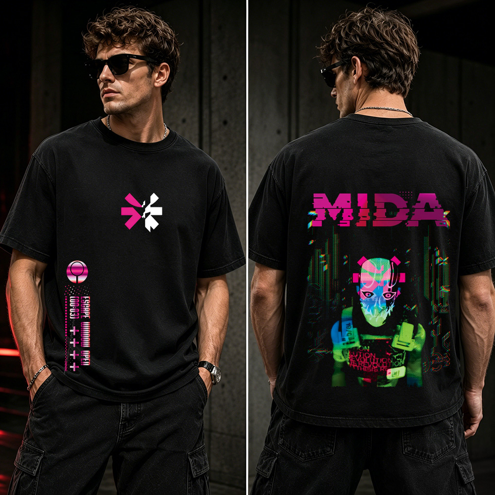 Marathon MIDA Glitch Cyberpunk Graphic T-Shirt – Neon AI Gamer Streetwear Tee