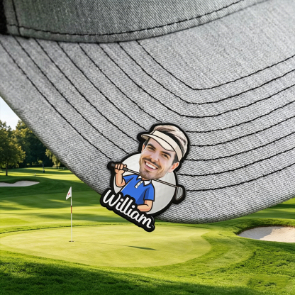 Personalized Cartoon Face Photo Golf Ball Marker with Magnetic Hat Clip, Custom Name Golf Marker, Gift for Golf Lovers