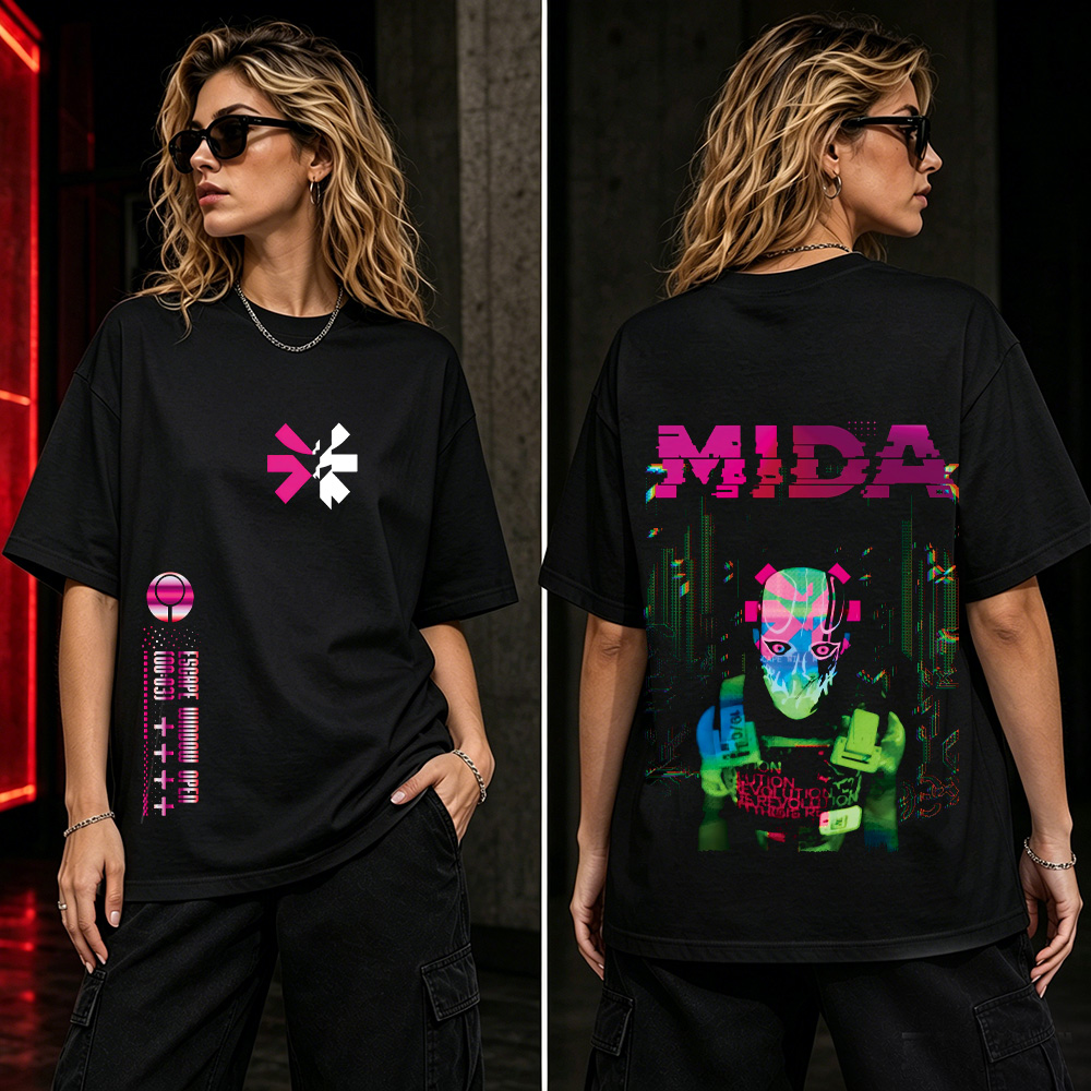 Marathon MIDA Glitch Cyberpunk Graphic T-Shirt – Neon AI Gamer Streetwear Tee