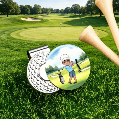 Personalized Cartoon Character Golf Ball Marker with Magnetic Hat Clip, Custom Name Golf Marker, Christmas Gift for Golf Lovers