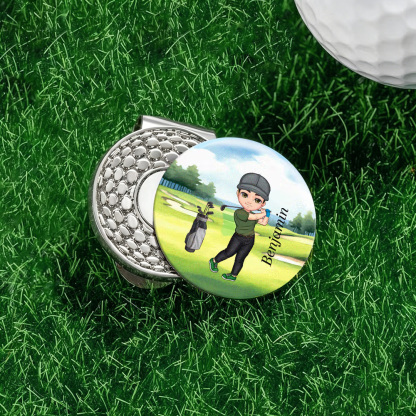 Personalized Cartoon Character Golf Ball Marker with Magnetic Hat Clip, Custom Name Golf Marker, Christmas Gift for Golf Lovers