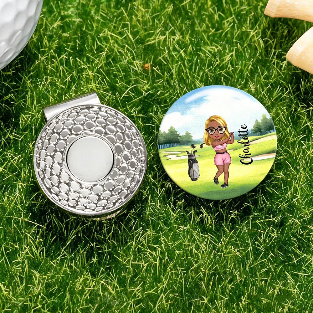 Personalized Cartoon Character Golf Ball Marker with Magnetic Hat Clip, Custom Name Golf Marker, Christmas Gift for Golf Lovers