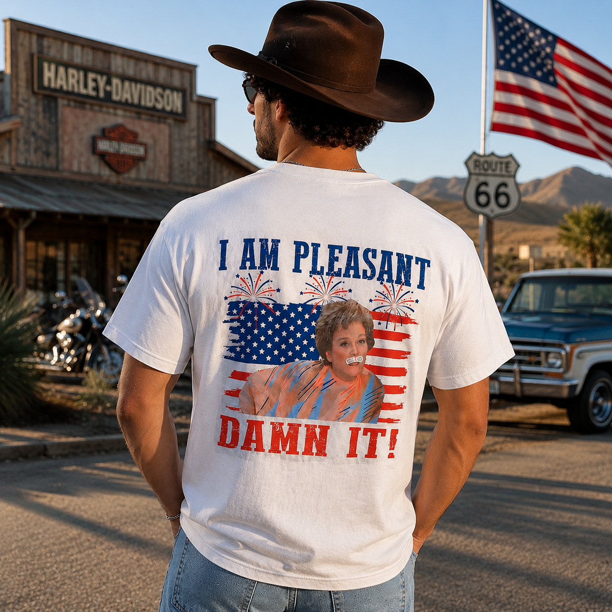 I Am Pleasant Damn It Vintage 4th of July Funny Patriotic Graphic T-Shirt