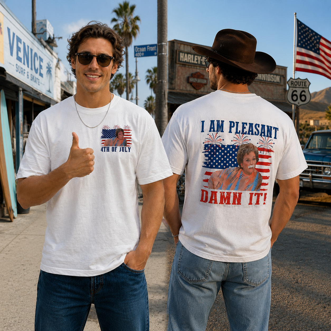 I Am Pleasant Damn It Vintage 4th of July Funny Patriotic Graphic T-Shirt