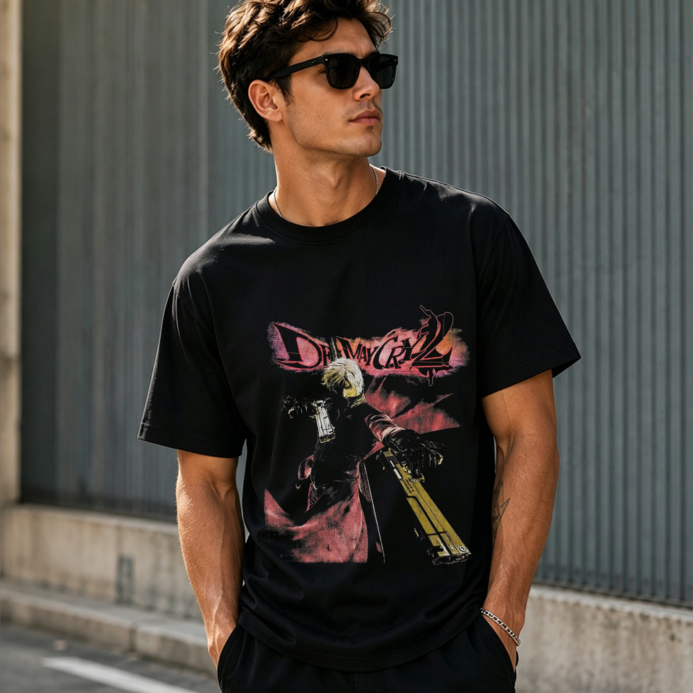 Devil Hunter Retro Action Game Graphic T-Shirt – Demon Slayer Anime Gaming Tee