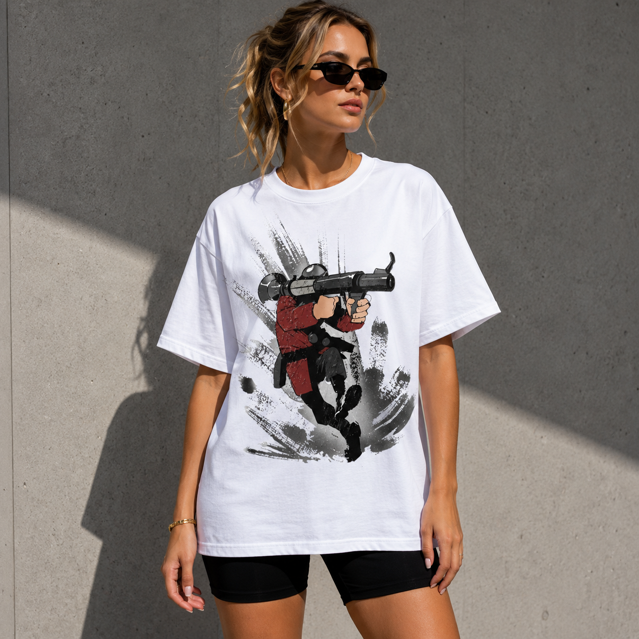 Vintage Cartoon Rocket Soldier Graphic T-Shirt – Retro Gamer Streetwear Tee for Men
