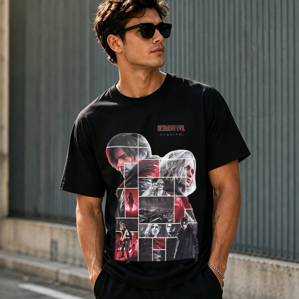 Resident Evil Requiem Collage Graphic T-Shirt – Survival Horror Gamer Tee