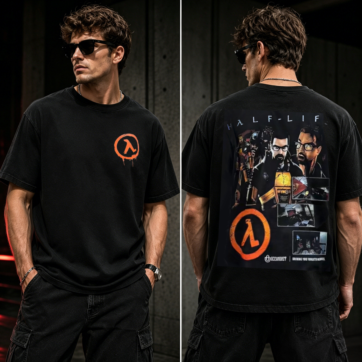 Half-Life Retro Collage Graphic T-Shirt – Classic FPS Gamer Streetwear Tee