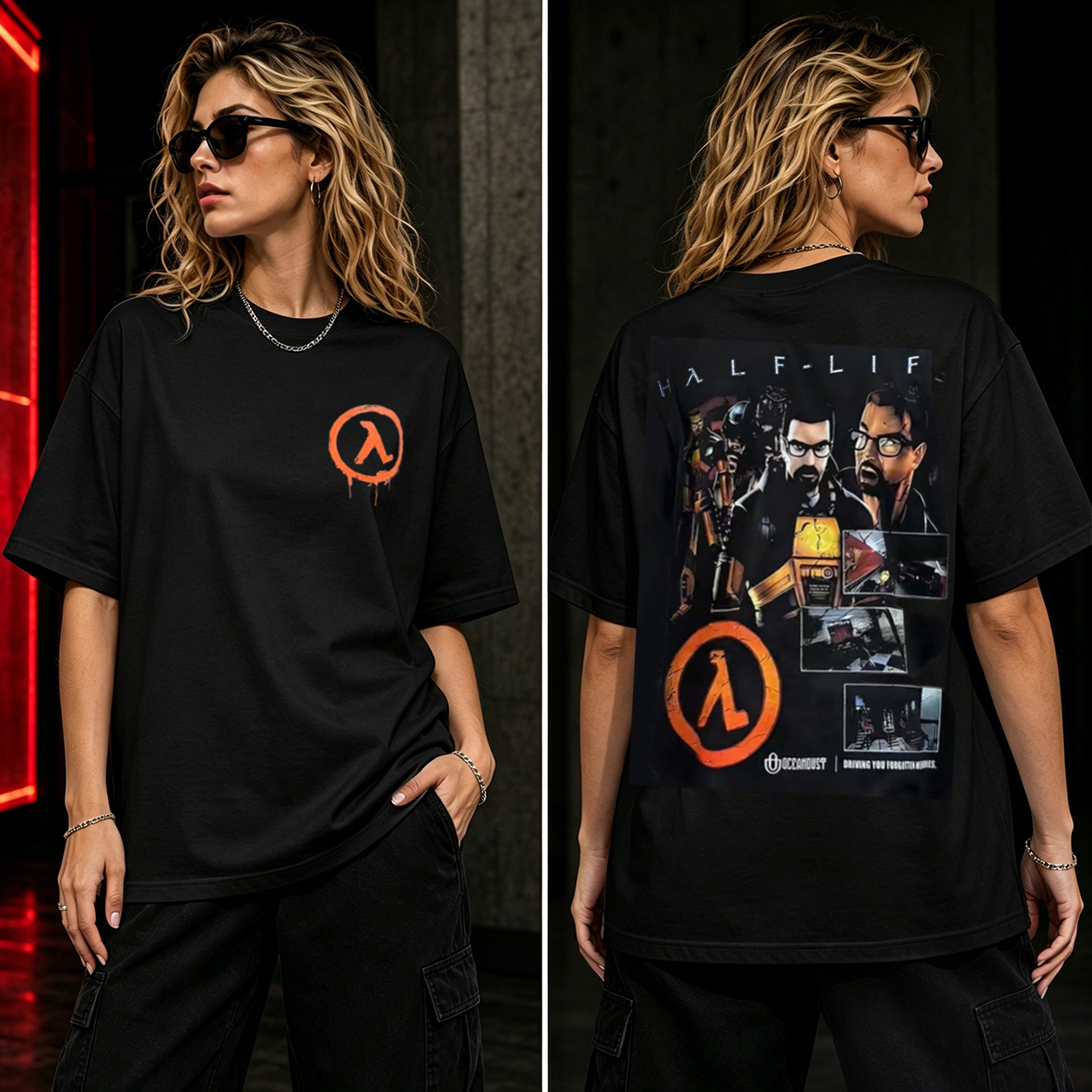 Half-Life Retro Collage Graphic T-Shirt – Classic FPS Gamer Streetwear Tee