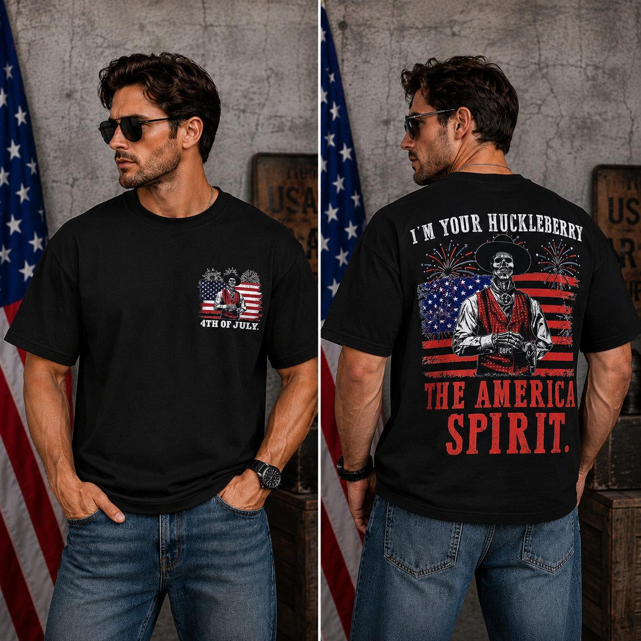 I’m Your Huckleberry Patriotic 4th of July Vintage Graphic Tee – American Spirit Western Cowboy Shirt