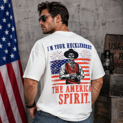 I’m Your Huckleberry Patriotic 4th of July Vintage Graphic Tee – American Spirit Western Cowboy Shirt