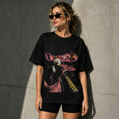 Devil Hunter Retro Action Game Graphic T-Shirt – Demon Slayer Anime Gaming Tee