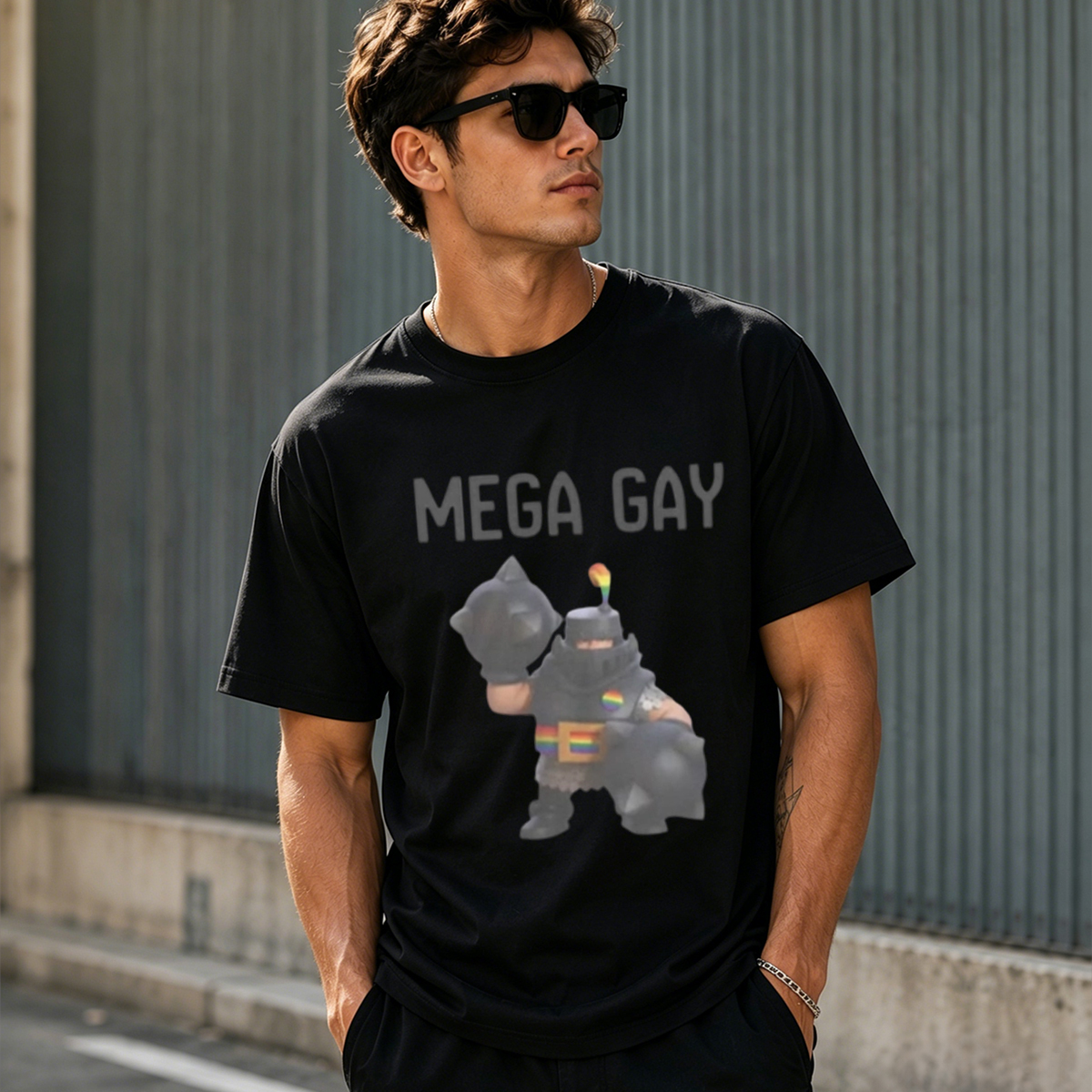 Mega Gay Funny Rainbow Warrior Graphic T-Shirt – Pride Gamer Meme Tee
