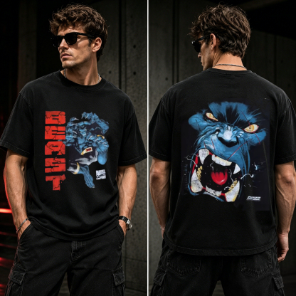 Beast Graphic T-Shirt – Retro Comic Monster Streetwear Tee