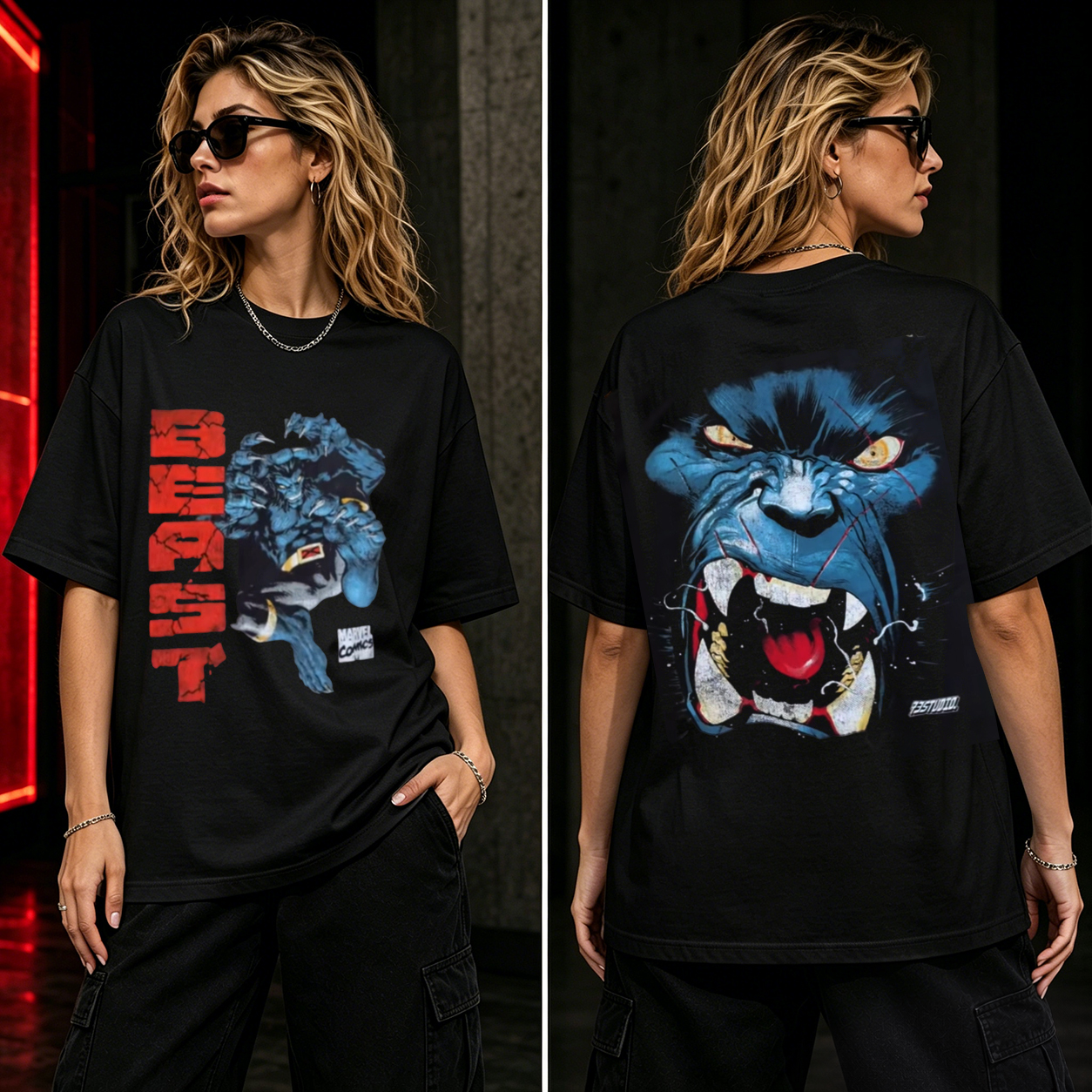 Beast Graphic T-Shirt – Retro Comic Monster Streetwear Tee