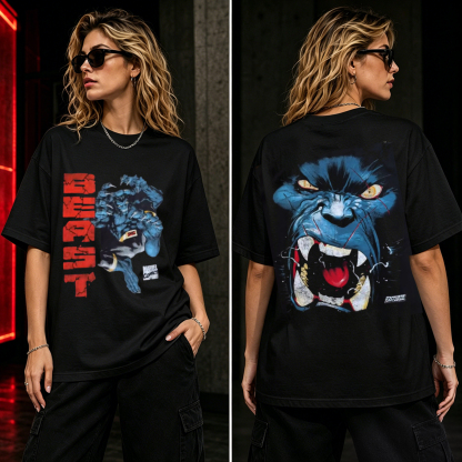 Beast Graphic T-Shirt – Retro Comic Monster Streetwear Tee