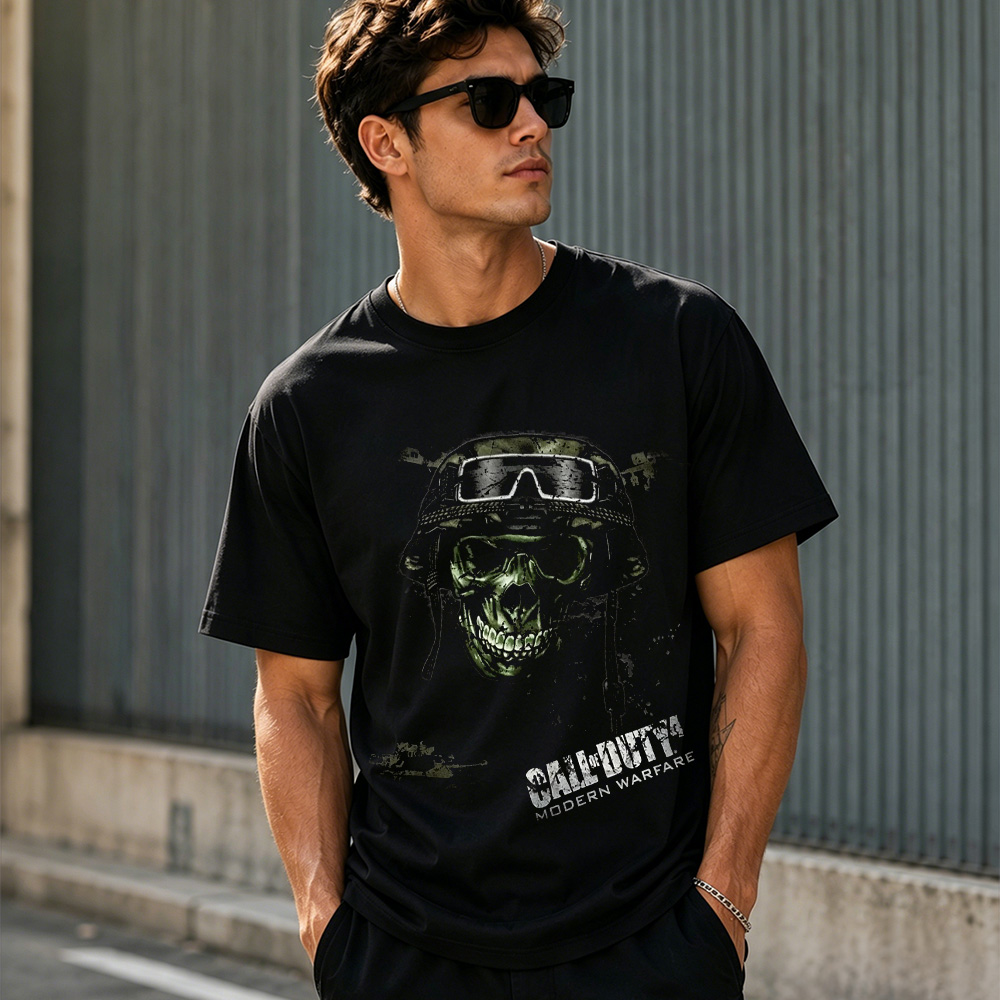 Modern Warfare Ghost Skull Tactical Graphic T-Shirt – Military FPS Gamer Tee