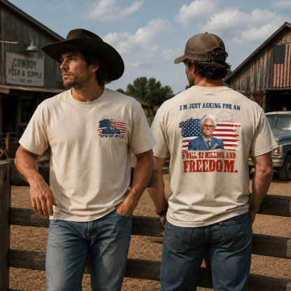 Vintage Western Cowboy 4th of July Patriotic Graphic Tee – Freedom American Flag Print Shirt