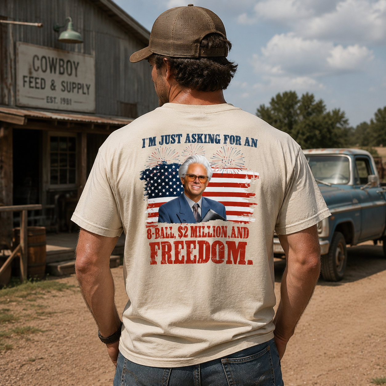 Vintage Western Cowboy 4th of July Patriotic Graphic Tee – Freedom American Flag Print Shirt