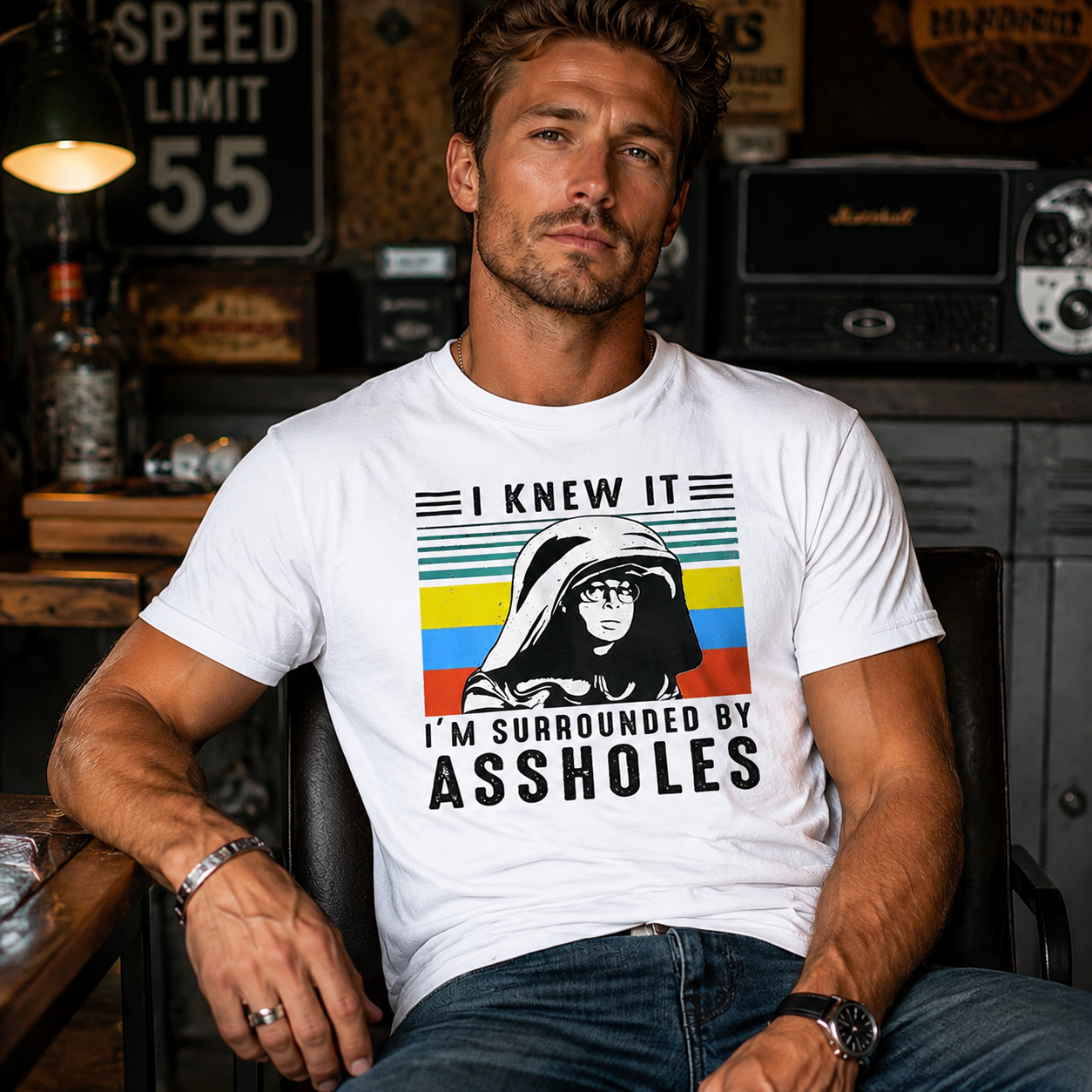 Vintage Retro Sarcastic Graphic Tee – “I Knew It, I’m Surrounded by…” Statement T-Shirt