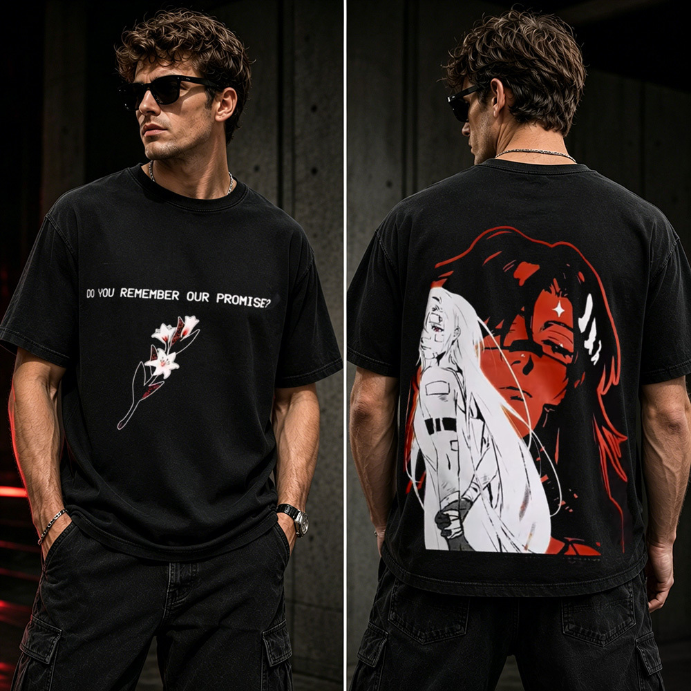 Promise Remember Anime Graphic T-Shirt – Emotional Retro Manga Streetwear Tee